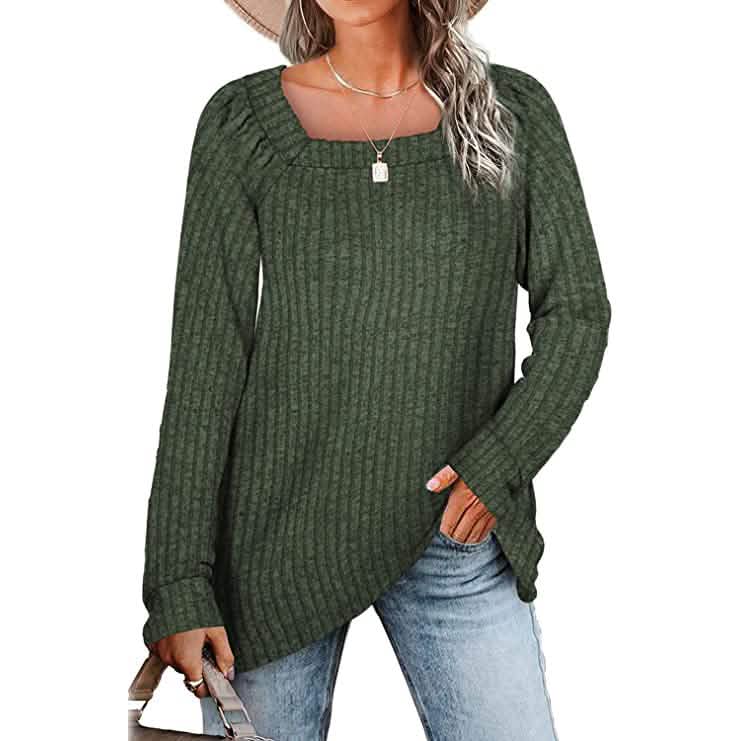 Women's Long Sleeve V Neck Sweater Tops